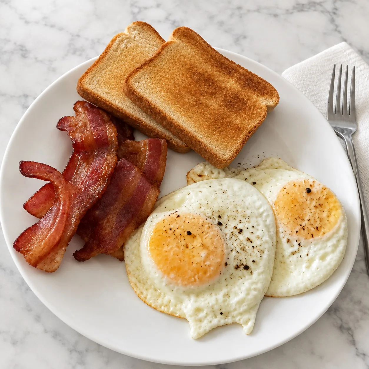 Breakfast plate enhanced on a marble background in natural colour style